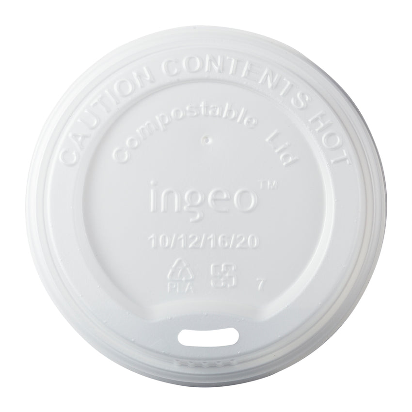 10-20 oz Compostable CPLA Hot Cup Lid, Overhead View