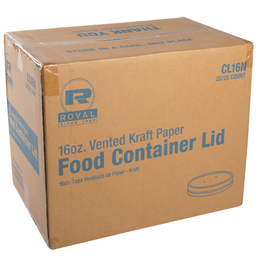 16 Oz. Vented Kraft Paper Lids, Closed Case