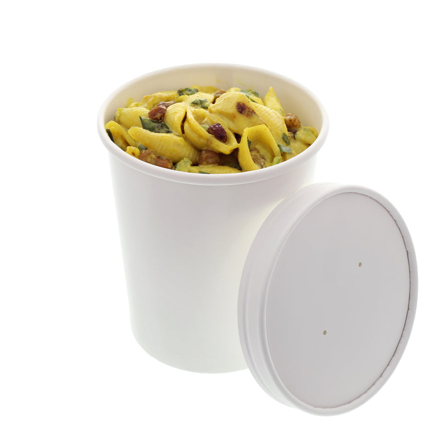 32 Oz. Vented White Paper Lids, with food