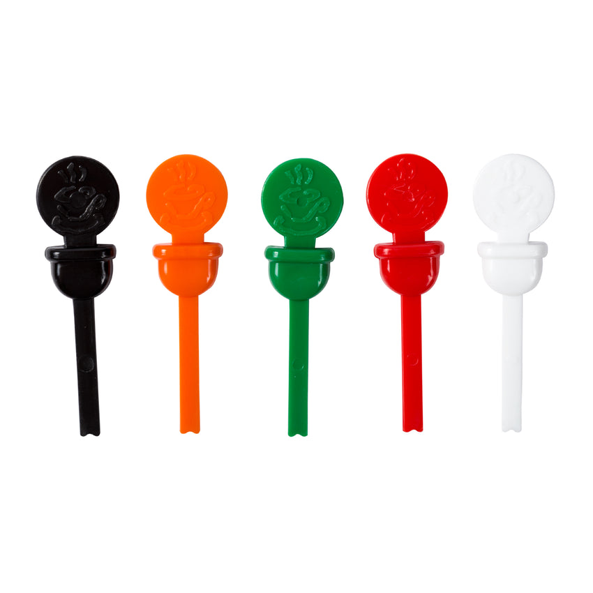 Circle Beverage Plugs, Variety Pack, Black, Orange, Green, Red and White Plugs
