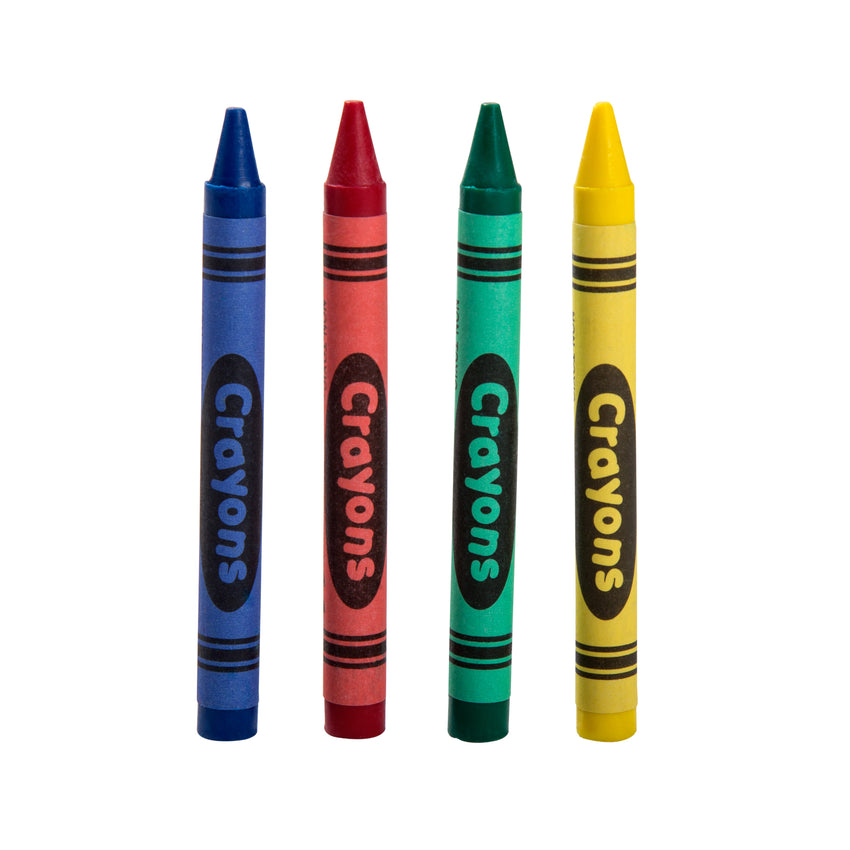 Color Crayons - Red, Blue, Yellow and Green crayons out from box Stock  Photo
