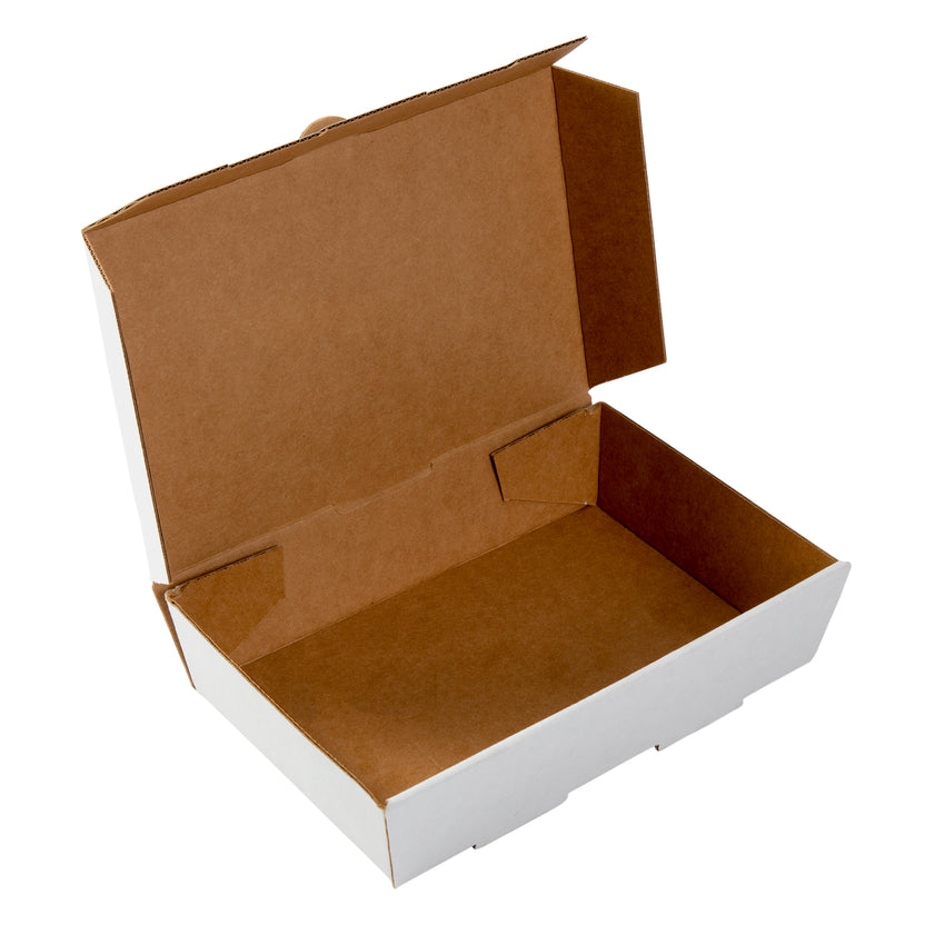 Small White Corrugated Take Out Box, Open Box