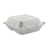 Deep Medium 3 section PLA Lined Hinged Lid Containers 7.875" x 8" x 3.19", Closed Side View