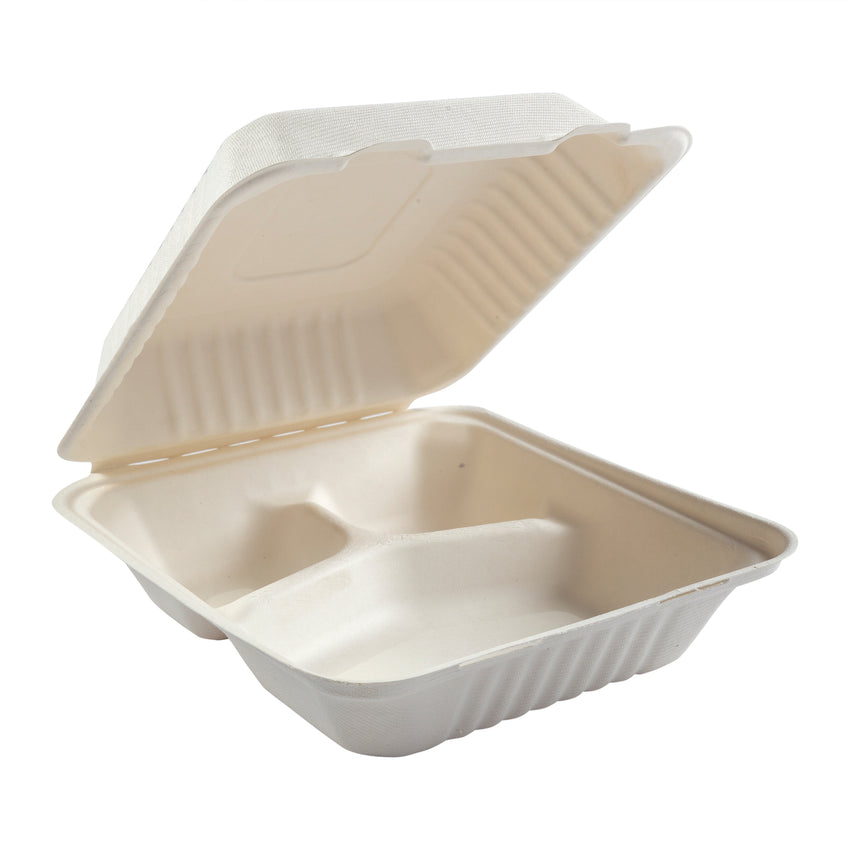 Deep Medium 3-section Hinged Lid Containers 7.875" x 8" x 3.19"