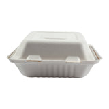 Deep Medium 3-section Hinged Lid Containers 7.875" x 8" x 3.19", Closed Front View