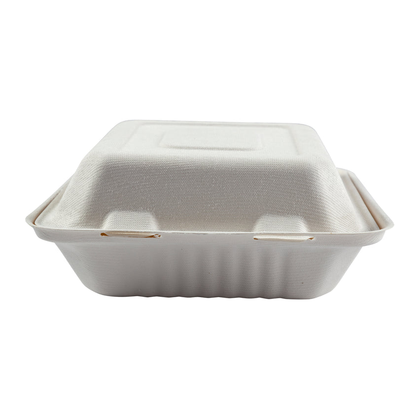 Deep Medium 3-section Hinged Lid Containers 7.875" x 8" x 3.19", Closed Front View