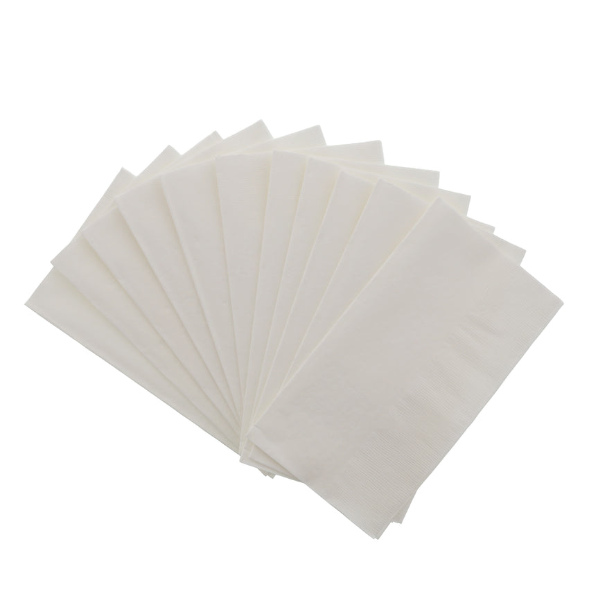 White Dinner Napkin, 2-Ply, 15" x 17", Fanned Out Napkins