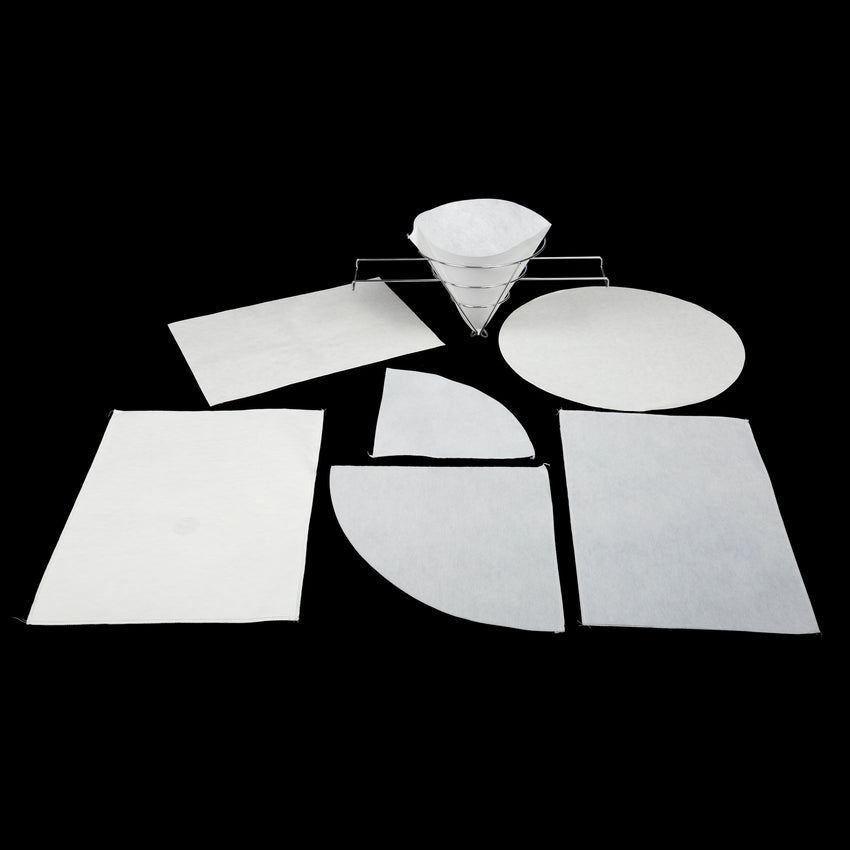 Non-Woven Filter Sheet, 11-1/8" x 20", Group Picture of Seven Filter Sheets In Different Shapes and Sizes