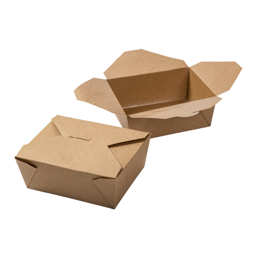 Kraft Folded Takeout Box, 6" x 4-3/4" x 2-1/2", Two Boxes Side By Side