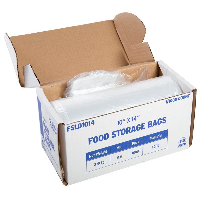 Low Density Food Storage Bag, 10" x 14", Open Case