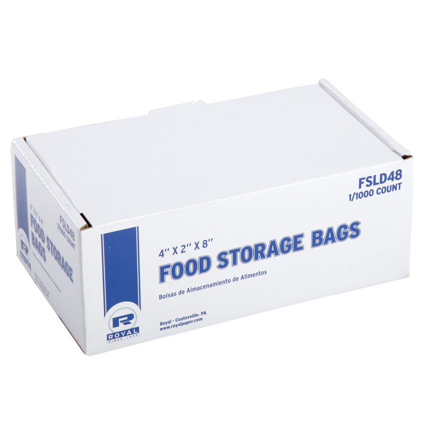 Low Density Food Storage Bag, 4" x 2" x 8", Closed Case