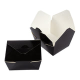 Black Folded Takeout Box, 4-3/8" x 3-1/2" x 2-1/2", Two Boxes Side By Side