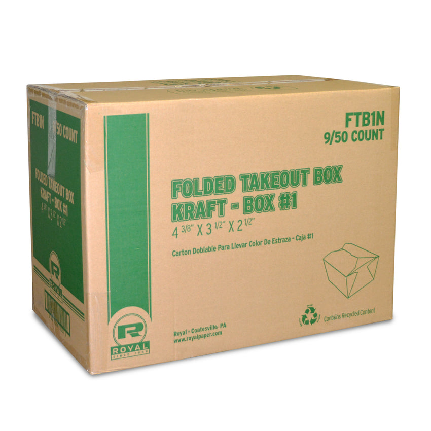 Kraft Folded Takeout Box, 4-3/8" x 3-1/2" x 2-1/2", Closed Case