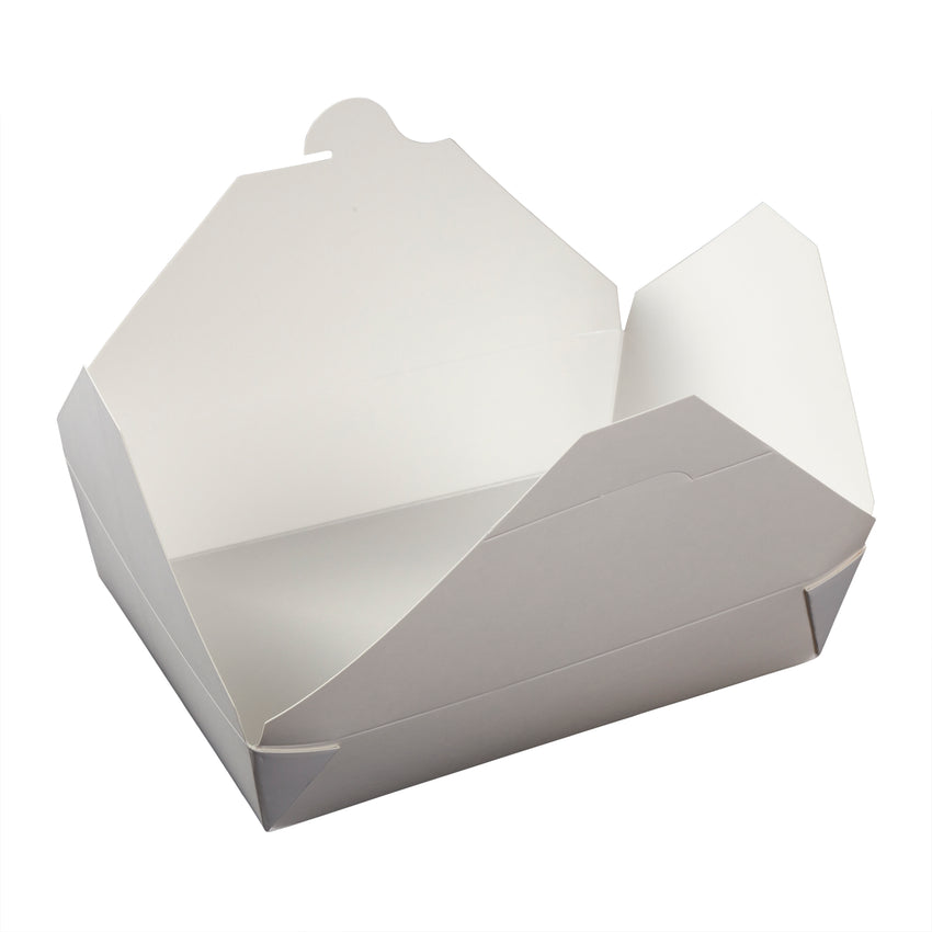 White Folded Takeout Box, 7-3/4" x 5-1/2" x 1-7/8", Open Box