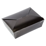 Black Folded Takeout Box, 7-3/4" x 5-1/2" x 2-1/2", Angled View