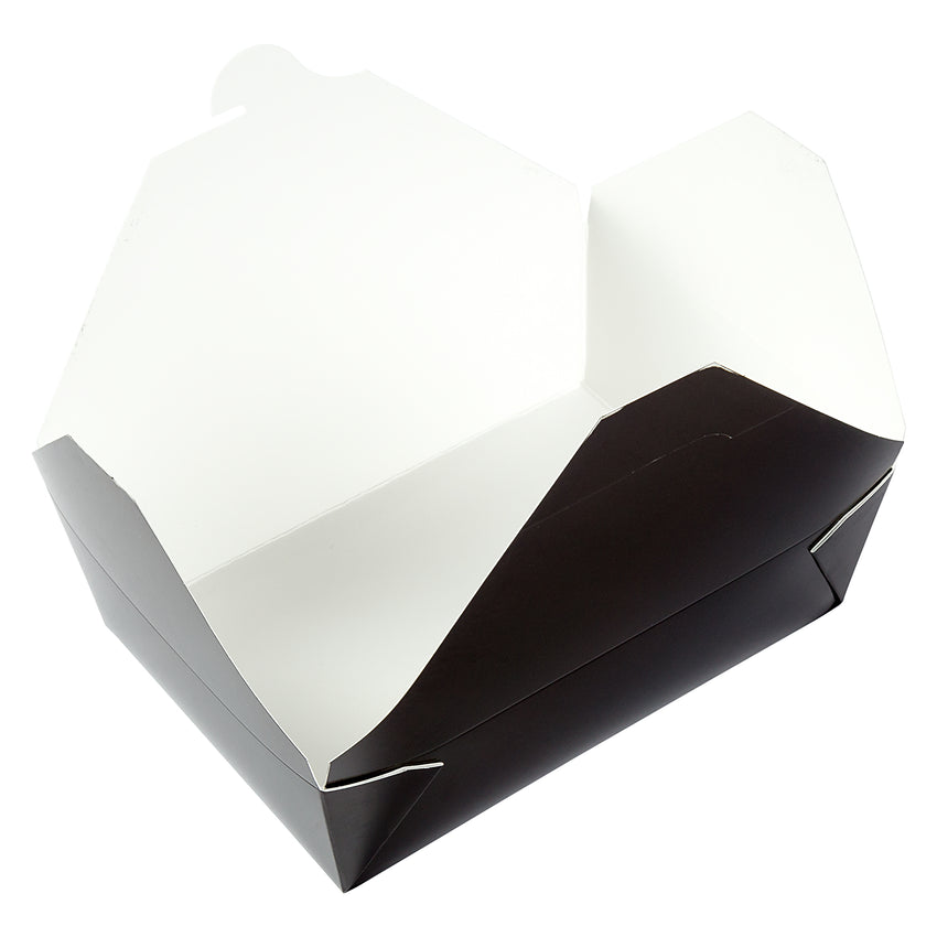 #3 Black Paper Folding Food Takeout Containers – 7-3/4in x 5-1/2in x  2-1/2in – 66oz – 200 per case