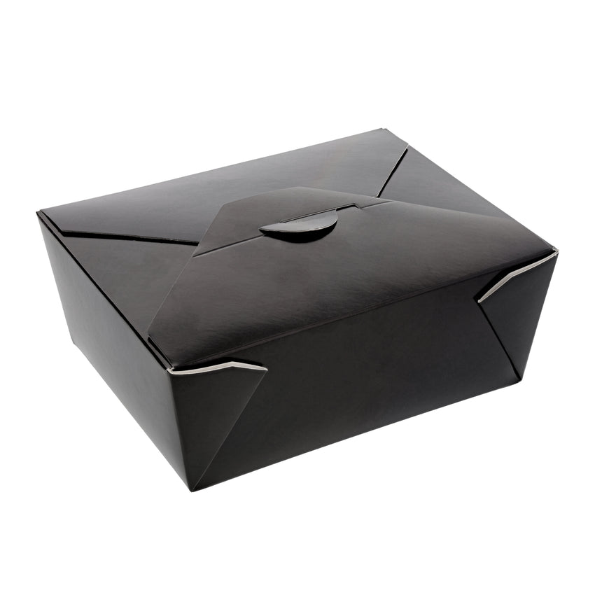Black Folded Takeout Box, 6" x 4-3/4" x 2-1/2"