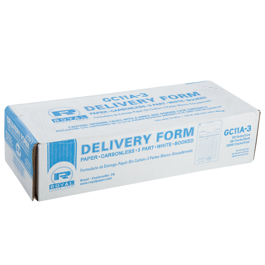 White Delivery Form 3-Part Booked, Carbonless, 14 lines, Closed Case