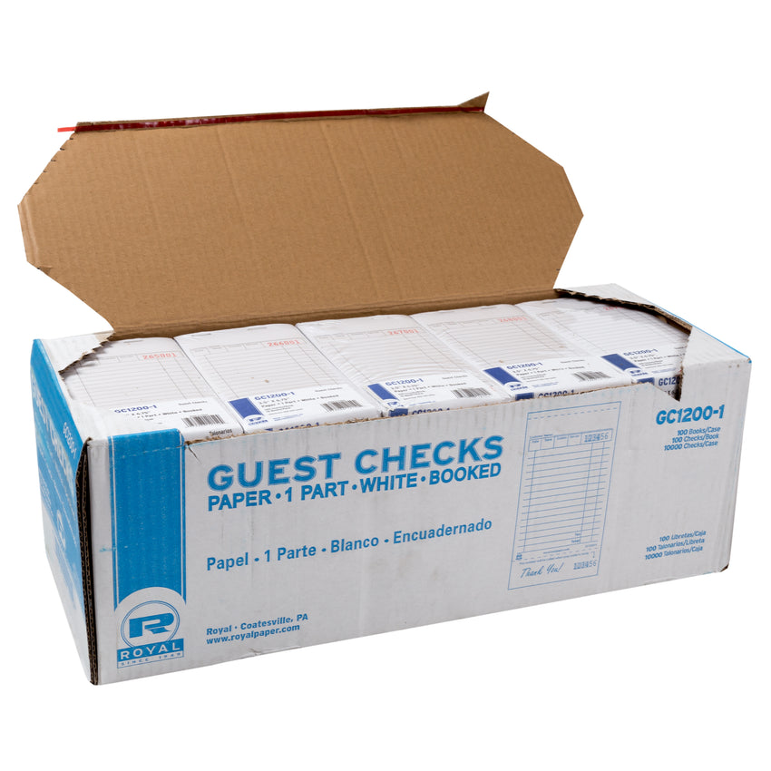 White Guest Checks 1-Part Booked, 15 lines, Open Case