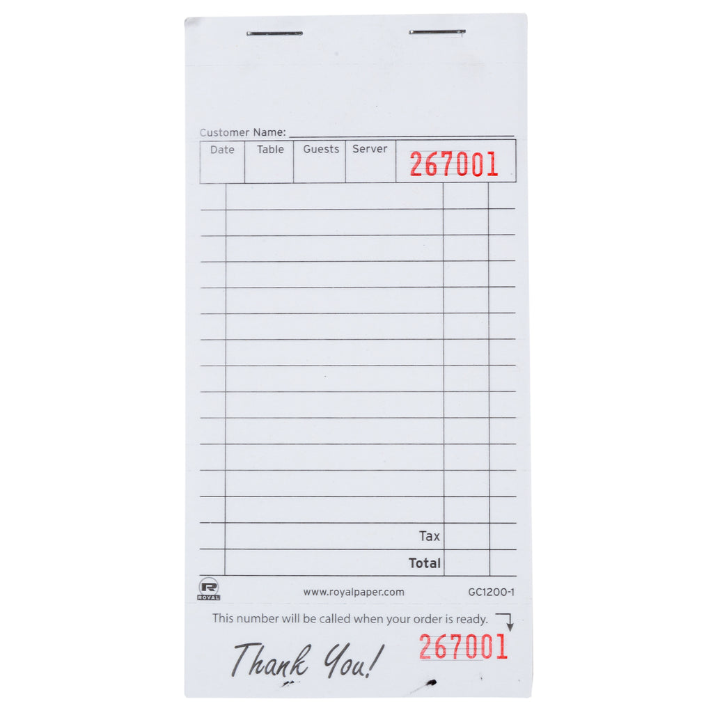 GUEST CHECK PAPER 1 PART BOOKED 15 LINES WHITE, 10/10 – AmerCareRoyal