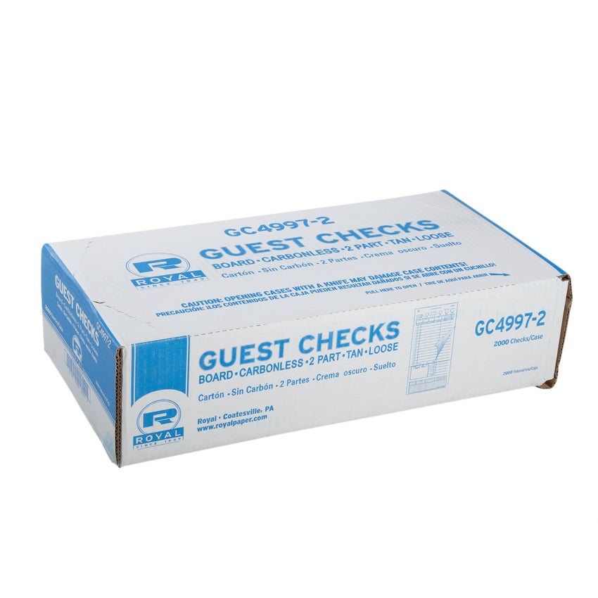 Tan Guest Check 2-Part Loose, Carbonless, 15 lines, Closed Case