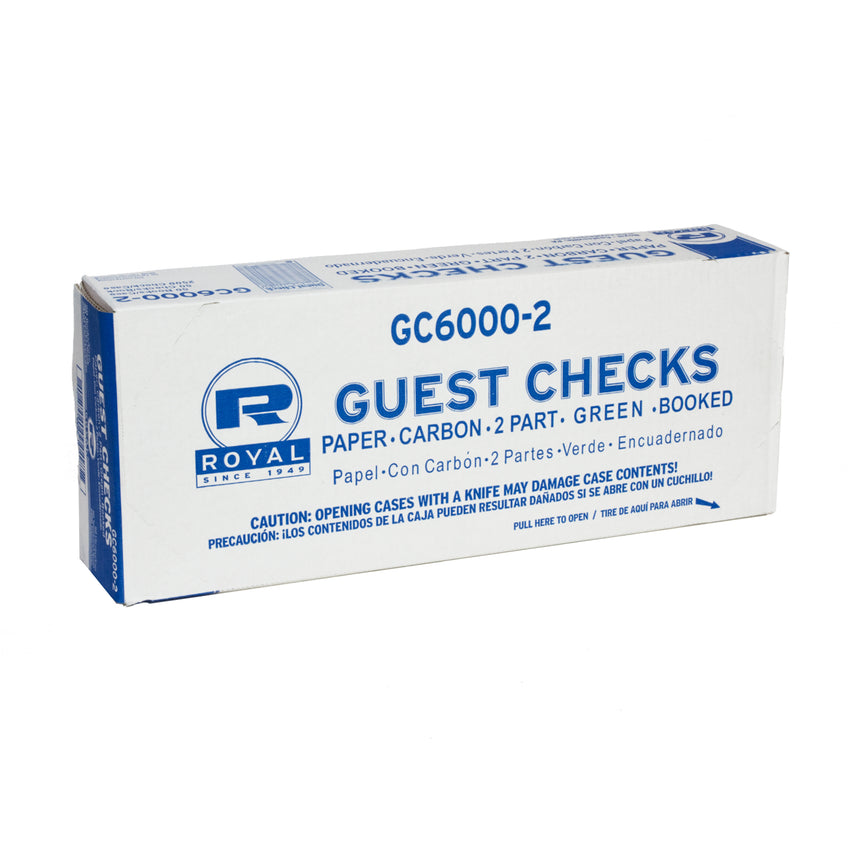 Green Guest Check 2-Part Booked, Interleave, Carbon, Closed Case