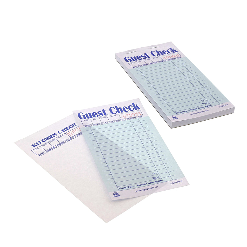 Green Guest Check 2-Part Booked, Interleave, Carbon, Detached Pages