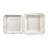Medium Hinged Lid Containers 7.875" x 8" x 2.5", Opened Container, Overhead View