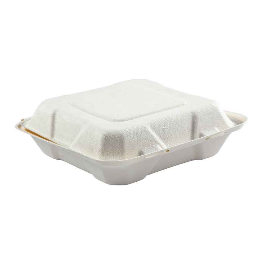 Medium Hinged Lid Containers 7.875" x 8" x 2.5", Closed Container, Side View