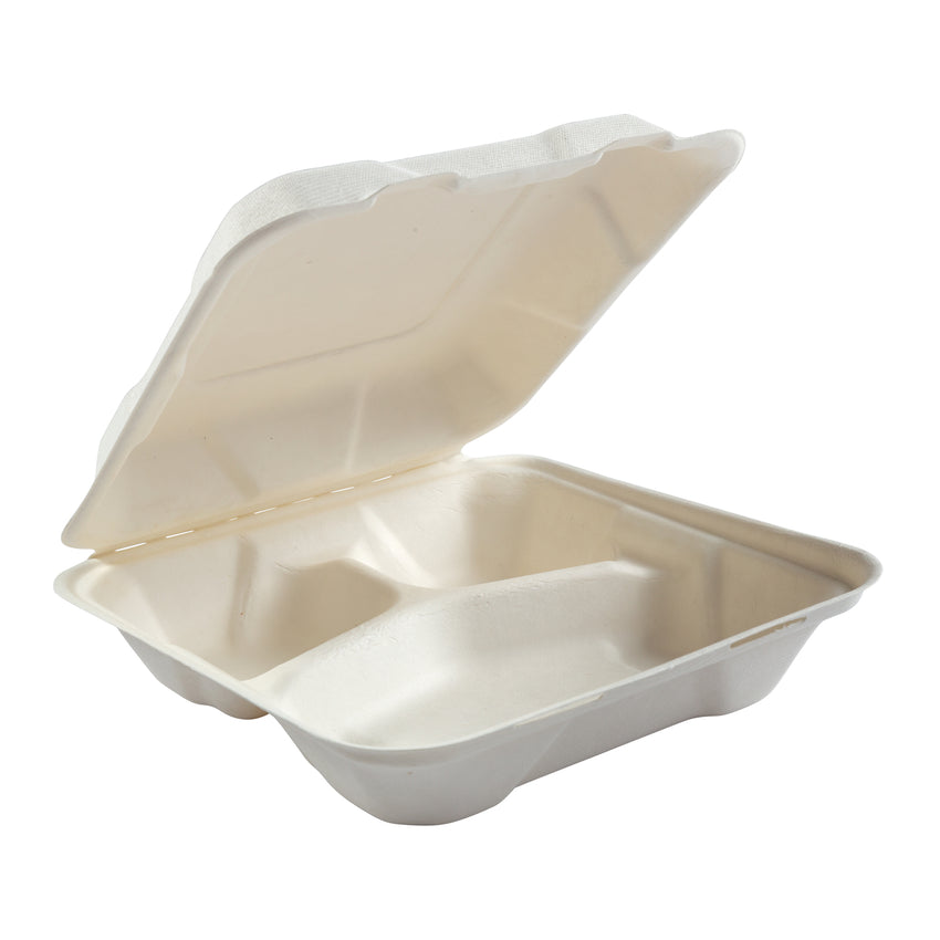 Medium 3-section Hinged Lid Containers 7.875" x 8" x 2.5"
