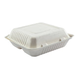 Large 3-section Hinged Lid Containers 9" x 9" x 3.19", Closed Container, Side View