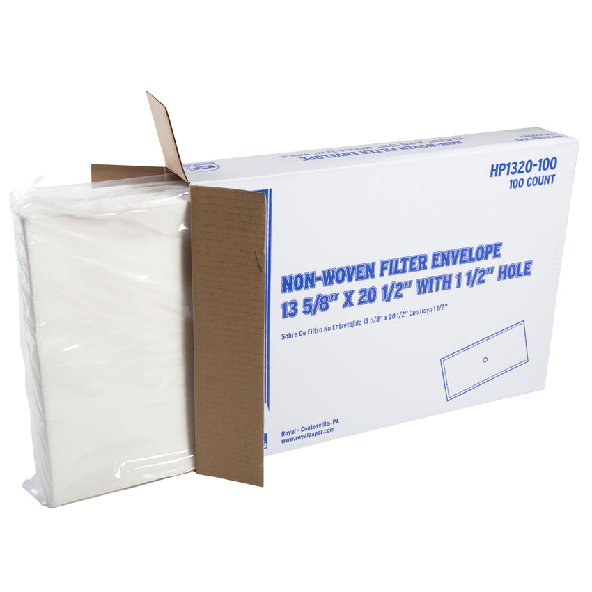 NON-WOVEN FILTER ENVELOPE 13-3/4" X 20-3/4" WITH 1-1/2" HOLE, Opened Case