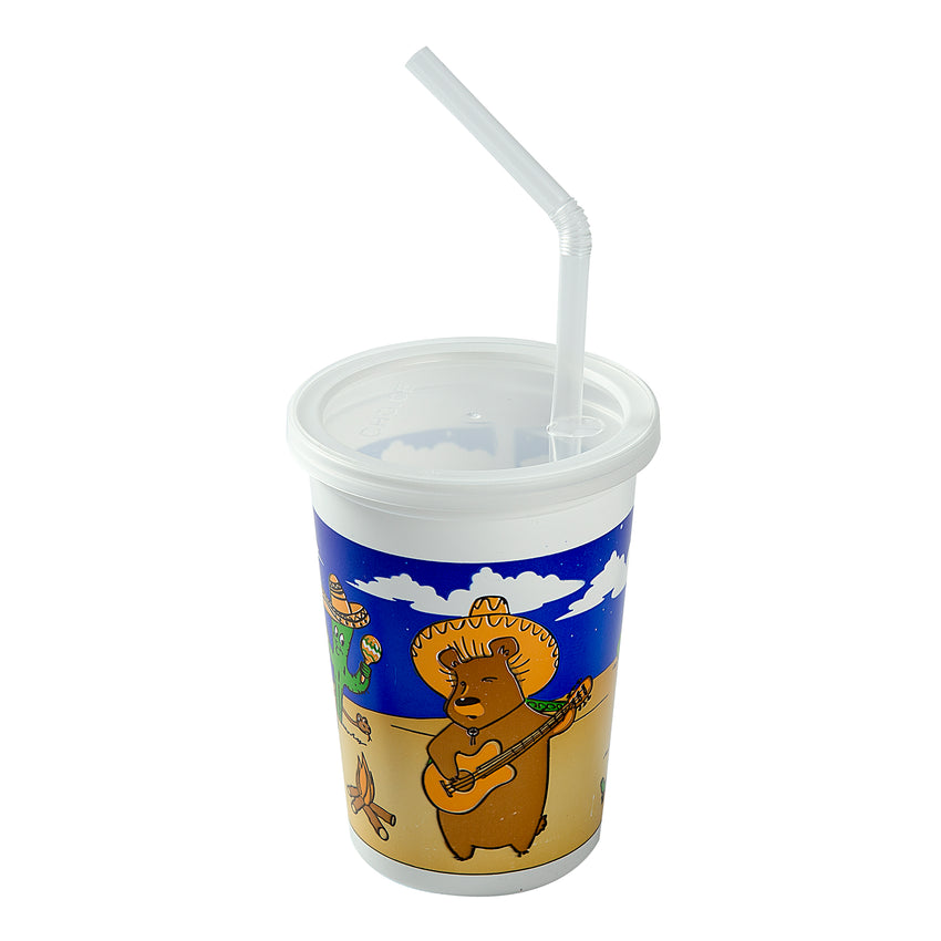  Plastic Kids Cups with Lids and Straws - 10 Pack 12 oz  Reusable Tumbler with Straw