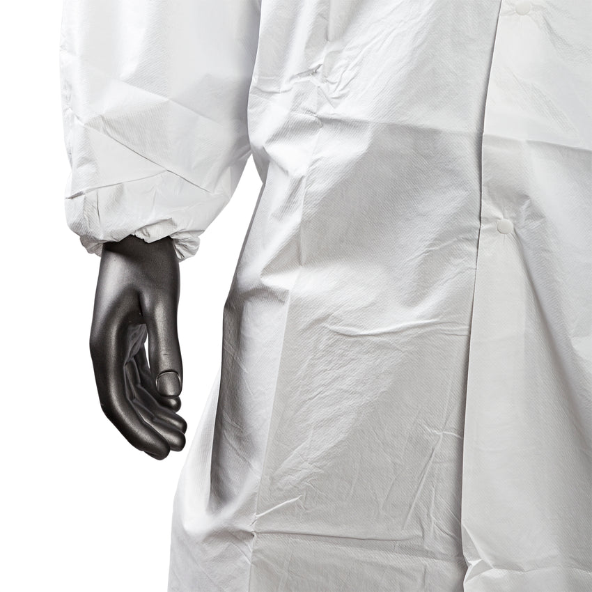 KEYGUARD S LAB COAT NO POCKETS OPEN WRISTS SNAPS COLLAR, button up