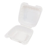 Mineral Filled PP Container, Hinged Lid, 6X6X3, 1 Comp, White
