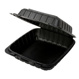 Mineral Filled PP Container, Hinged Lid, 8X8X3, 1 Comp, Black
