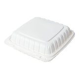 Mineral Filled PP Container, Hinged Lid, 9X9X3, 3 Comp, White, Closed