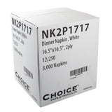 White Dinner Napkin, 16.5" x 16.5", 2-Ply, Closed Case