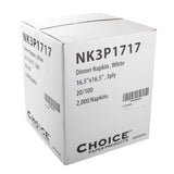 White Dinner Napkin, 16.5" x 16.5", 3-Ply, Closed Case