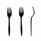 Black Polypropylene Fork, Medium Weight, Three Forks Side by Side