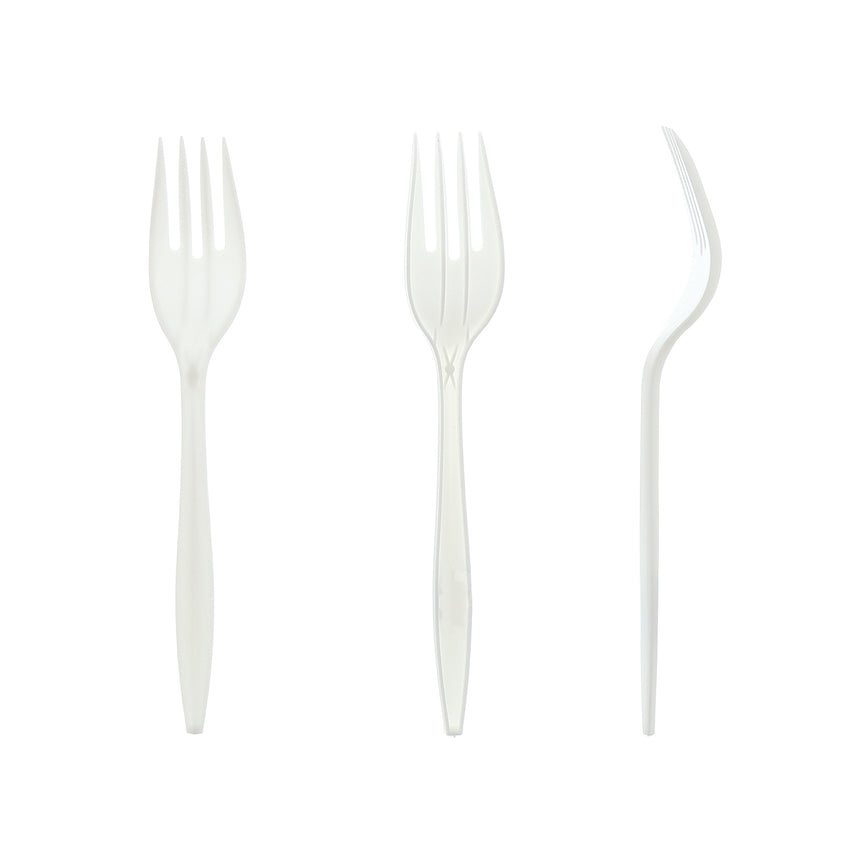 White Polypropylene Fork, Medium Weight, Group Image, Three Forks Side By Side