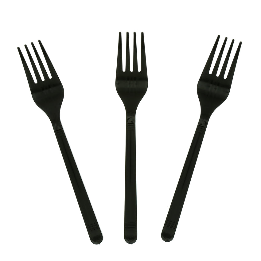 Black Polypropylene Fork, Medium Heavy Weight, Three Forks Fanned Out