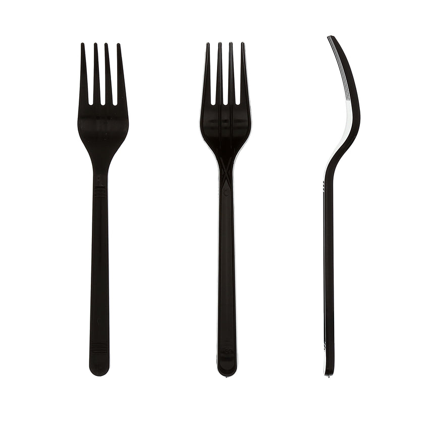 Black Polypropylene Fork, Medium Heavy Weight, Three Forks Side by Side