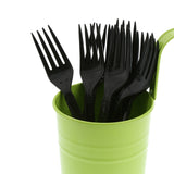 Black Polypropylene Fork, Heavy Weight, Image of Cutlery In A Cup