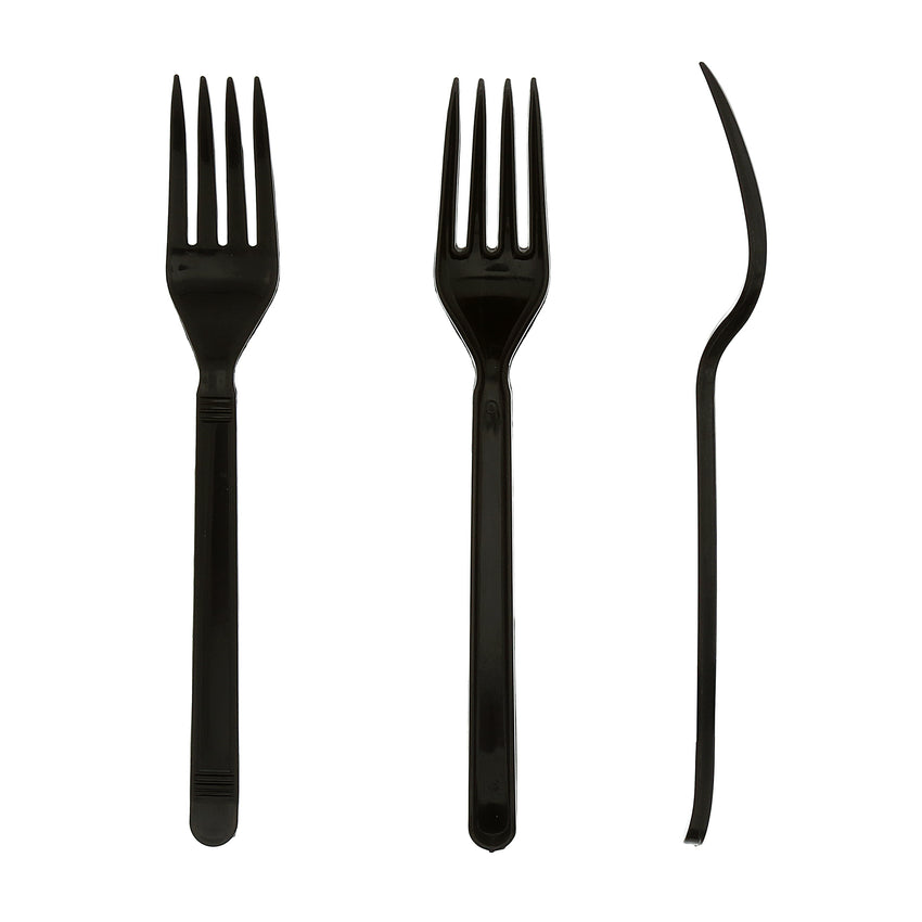 Black Polypropylene Fork, Heavy Weight, Three Forks Side by Side