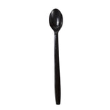 Black Polypropylene Soda Spoon, Individually Wrapped, View Of Unwrapped Spoon