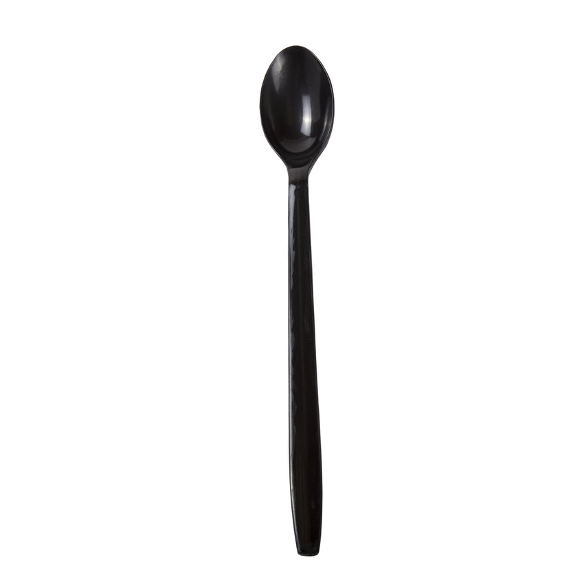 Black Polypropylene Soda Spoon, Individually Wrapped, View Of Unwrapped Spoon