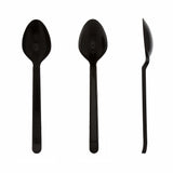 Black Polypropylene Teaspoon, Heavy Weight, Three Teaspoons Side by Side
