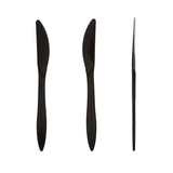 Black Polypropylene Knife, Medium Weight, Three Knives Side by Side