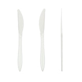 White Polypropylene Knife, Medium Weight, Three Knives Side by Side